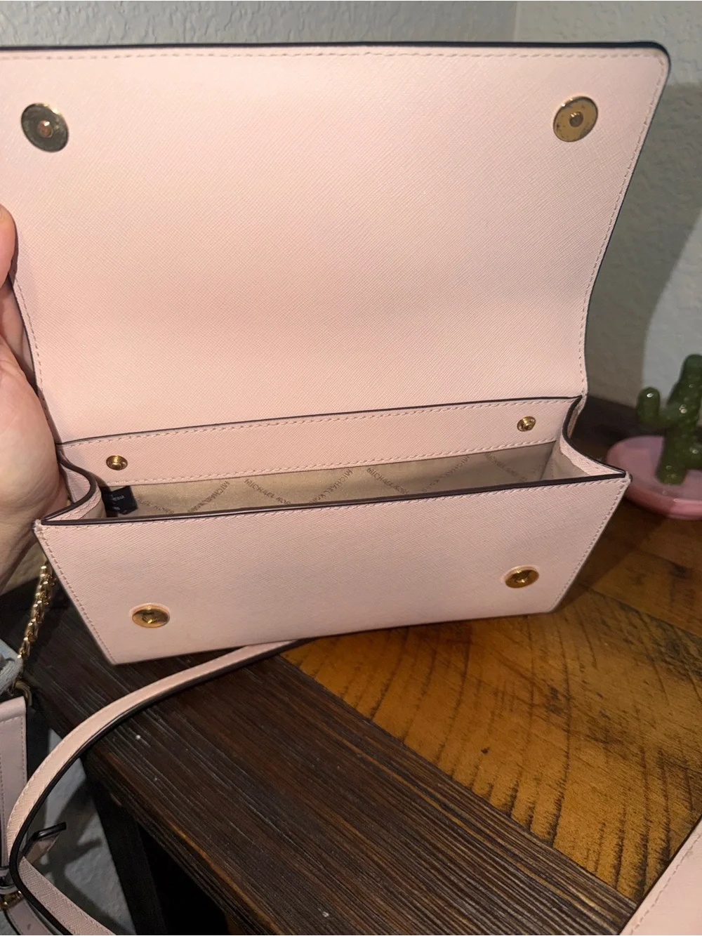 Michael Kors Blush Pink Saffiano Leather Crossbody with Wristlet Card Case